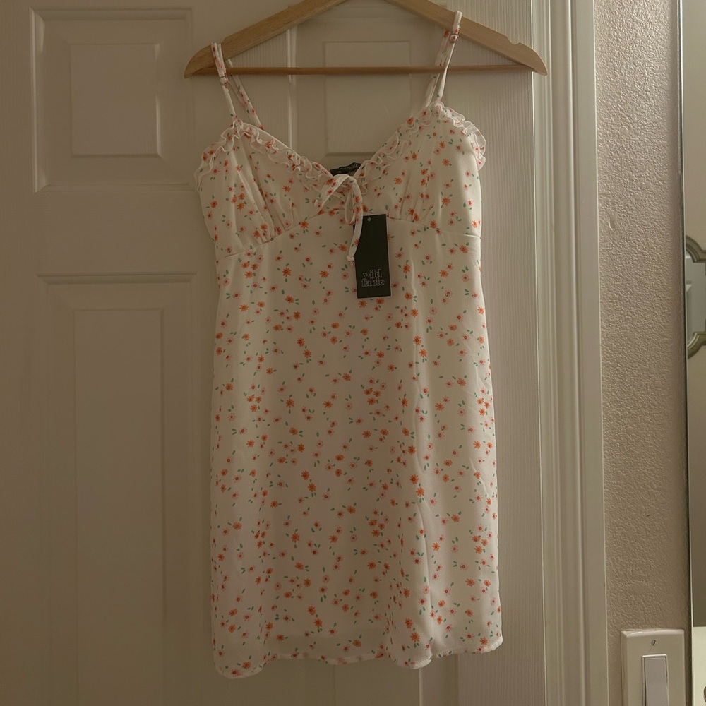 Target White Dress with Pink Floral Design
